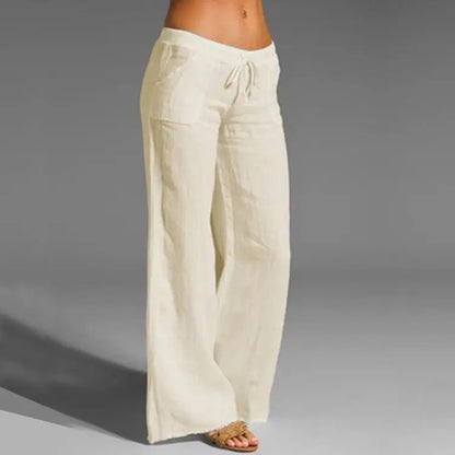 Breezy Cotton-Linen Pants with Stretchy Waistband for Summer Comfort