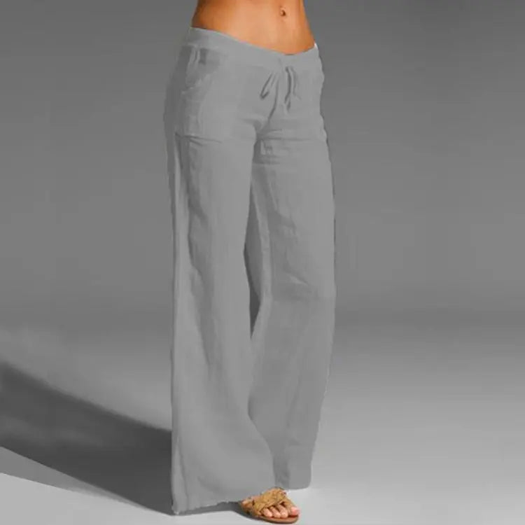 Breezy Cotton-Linen Pants with Stretchy Waistband for Summer Comfort