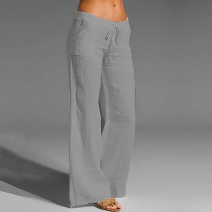 Breezy Cotton-Linen Pants with Stretchy Waistband for Summer Comfort