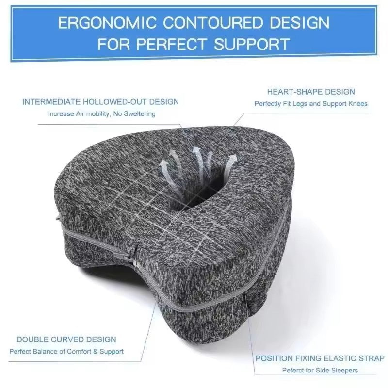 Ergonomic Leg Support Pillow with Adjustable Strap and Breathable Design