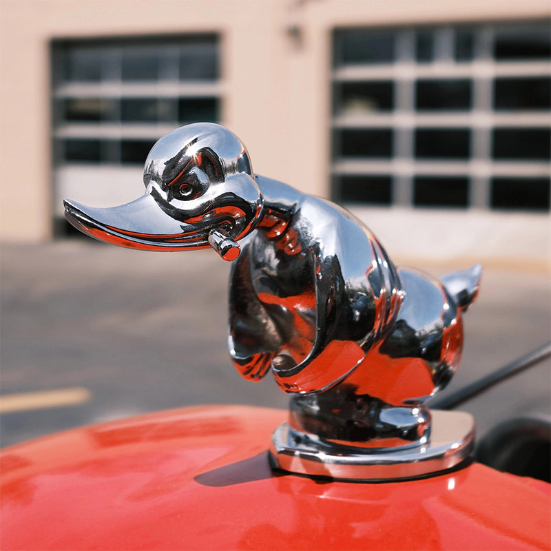 Bold Chrome Duck Emblem for Radiators with Easy Mounting Pins