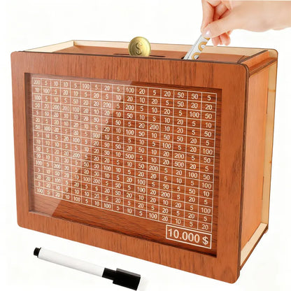 Goal-Oriented Savings Tracker Box with Acrylic Front and 9 Targets