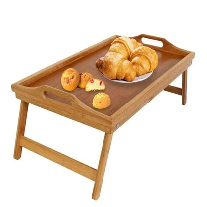 Versatile Bamboo Serving Tray with Adjustable Legs
