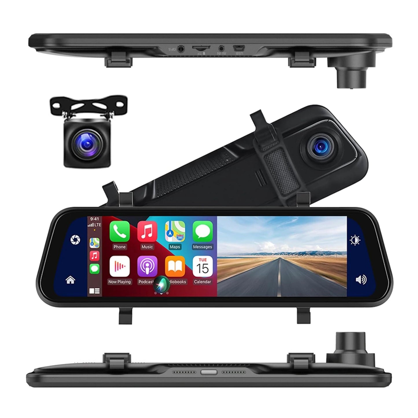Smart Rearview Camera with Dual Lens and 9.66-Inch Display
