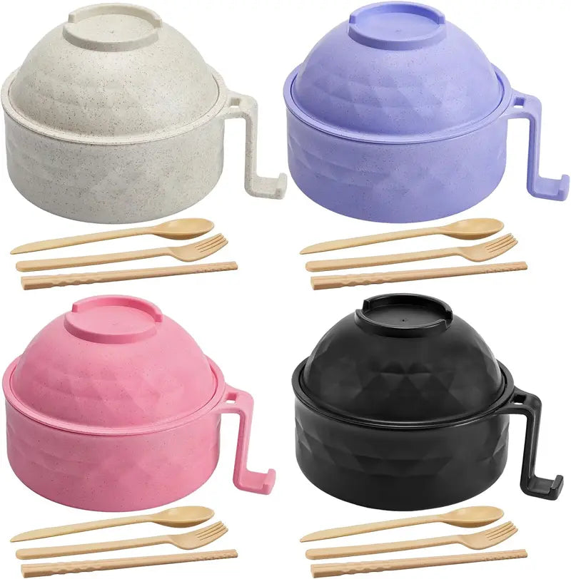 QuickServe Noodle Bowl Collection with Secure Lid & Cool Grip Handle, 6-Piece