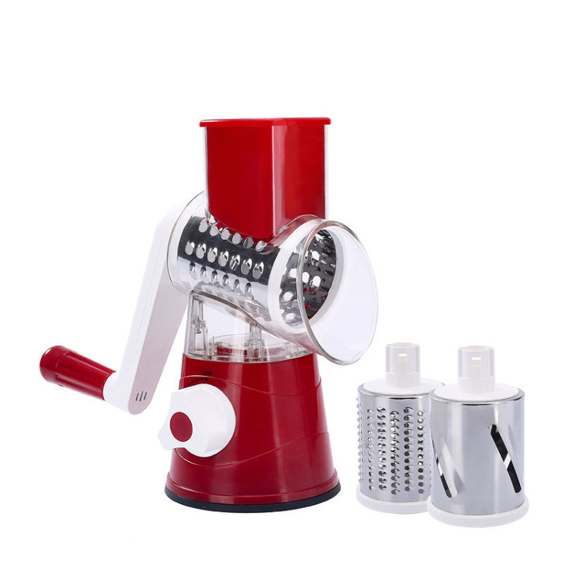 Effortless Vegetable Slicer with Hand Crank and Three Blades