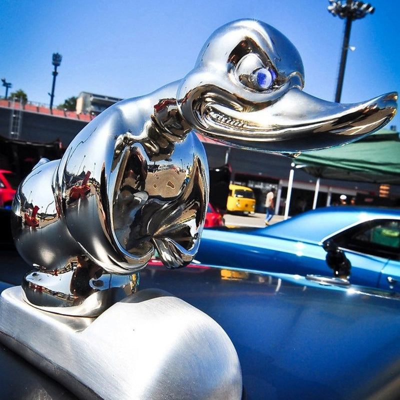 Bold Chrome Duck Emblem for Radiators with Easy Mounting Pins