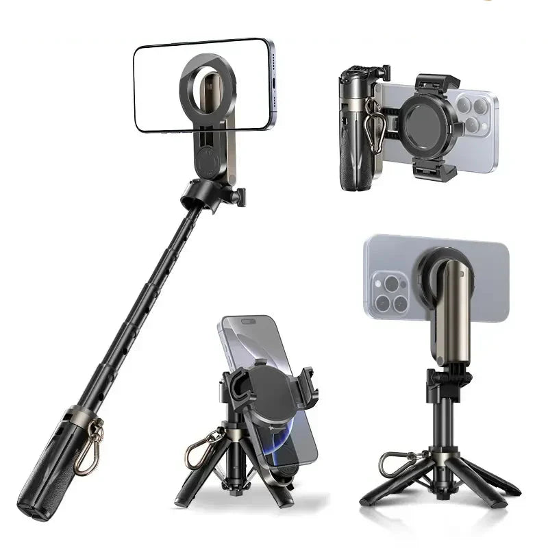 Versatile Selfie Stick with Magnetic Phone Holder & Remote Control