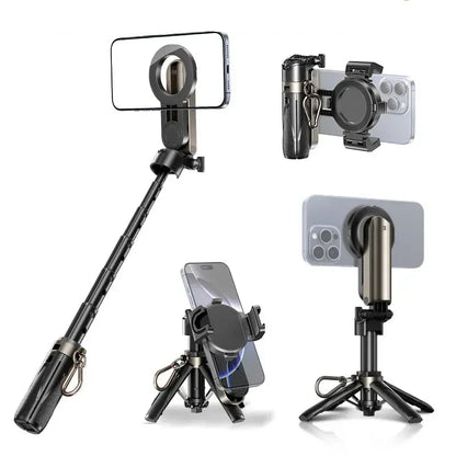 Versatile Selfie Stick with Magnetic Phone Holder & Remote Control
