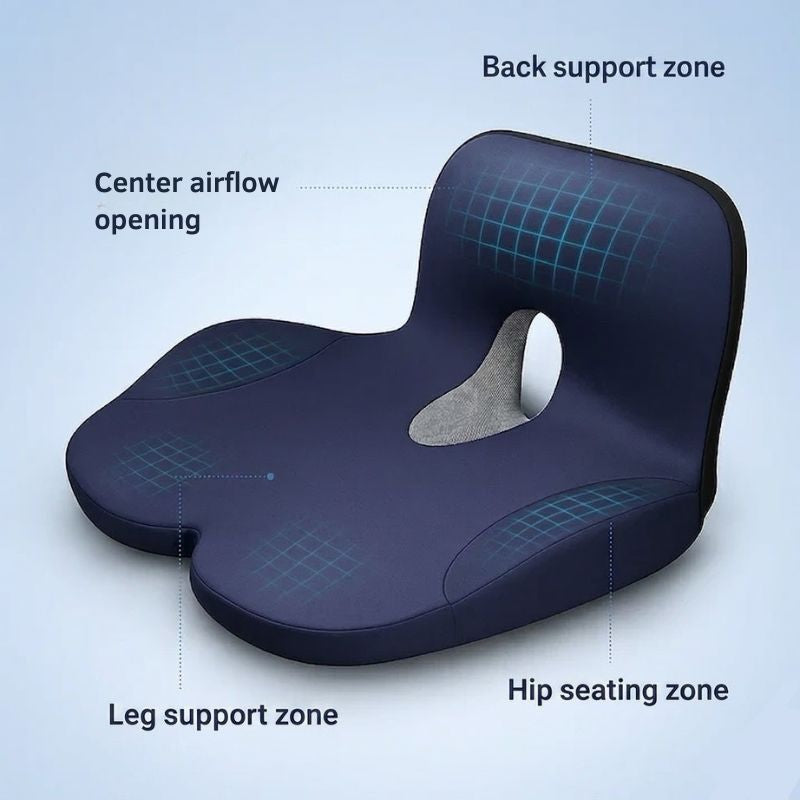 Ergonomic Memory Foam Seat & Back Support Cushion Set