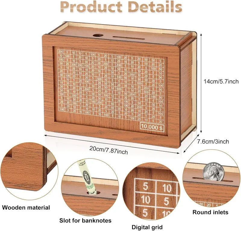 Goal-Oriented Savings Tracker Box with Acrylic Front and 9 Targets