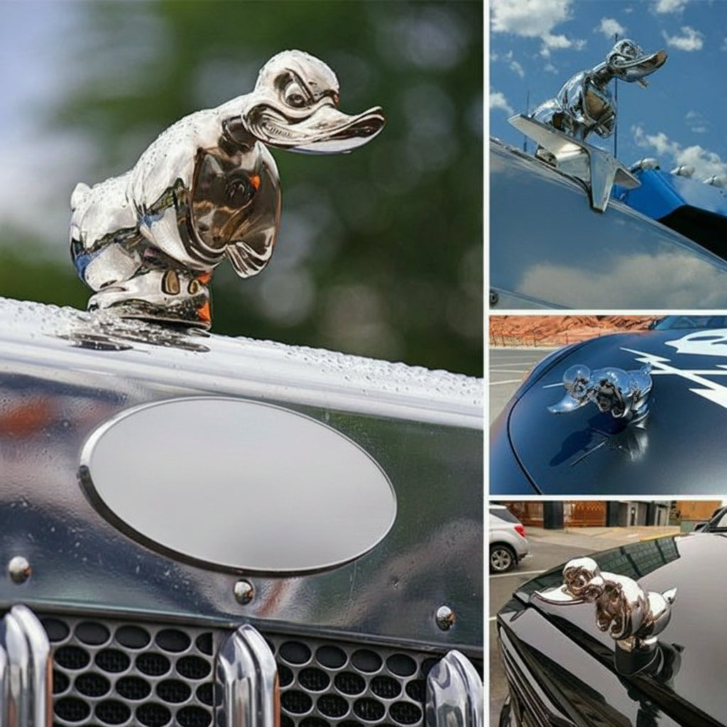 Bold Chrome Duck Emblem for Radiators with Easy Mounting Pins