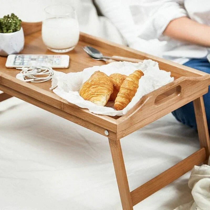 Versatile Bamboo Serving Tray with Adjustable Legs