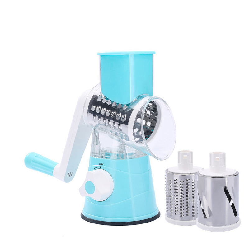 Effortless Vegetable Slicer with Hand Crank and Three Blades