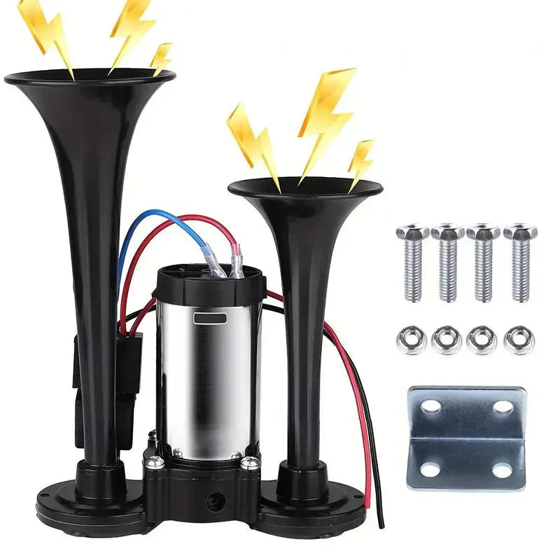 Loud and Clear Dual Air Horn Kit with 130dB Sound for 12V Vehicles