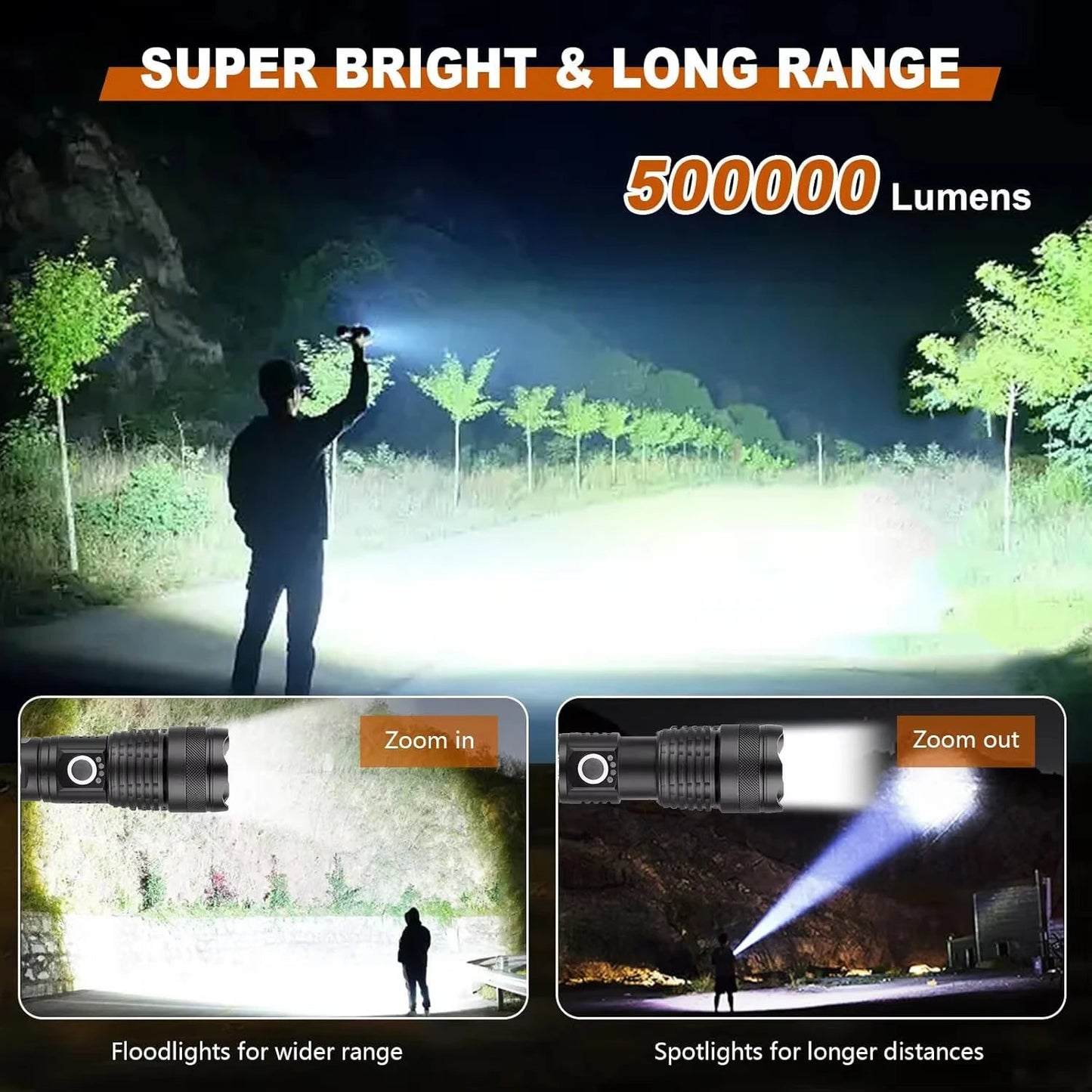 Versatile Rechargeable Torch with Zoom and Multiple Modes