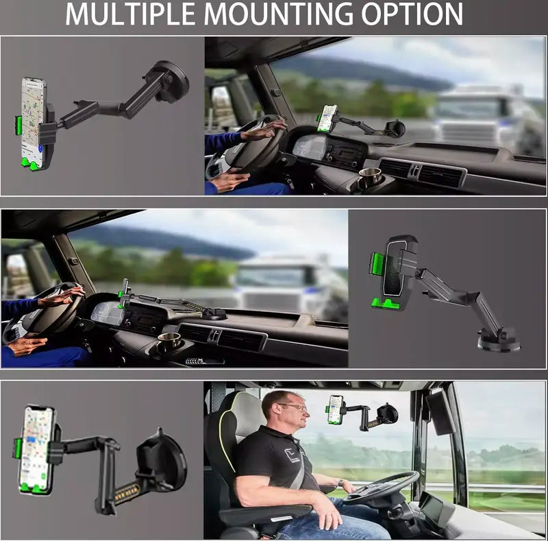 Versatile Phone Holder for Trucks with 360° Rotation and Long Reach