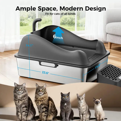 Spacious Covered Cat Litter Box with Easy Access Flip Lid