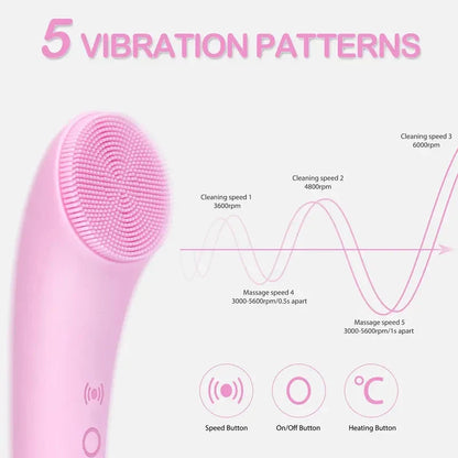Heated Facial Cleansing Brush with 5 Vibration Settings