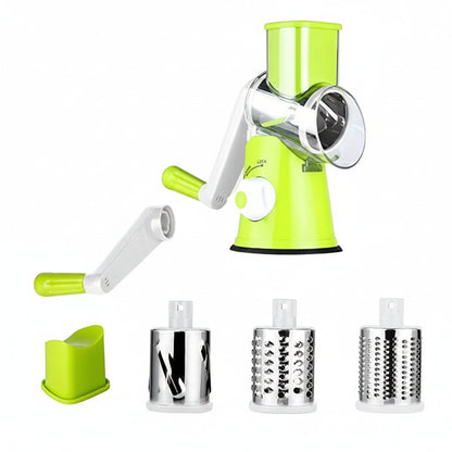 Effortless Vegetable Slicer with Hand Crank and Three Blades