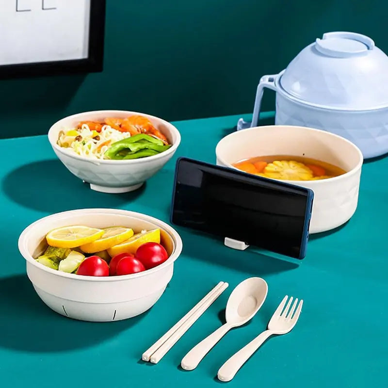 QuickServe Noodle Bowl Collection with Secure Lid & Cool Grip Handle, 6-Piece