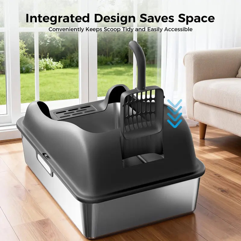 Spacious Covered Cat Litter Box with Easy Access Flip Lid