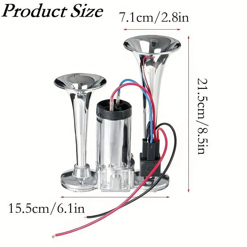 Loud and Clear Dual Air Horn Kit with 130dB Sound for 12V Vehicles