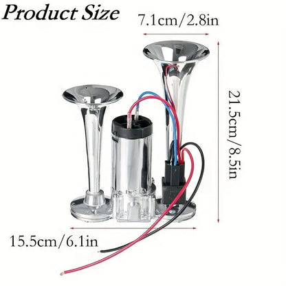 Loud and Clear Dual Air Horn Kit with 130dB Sound for 12V Vehicles