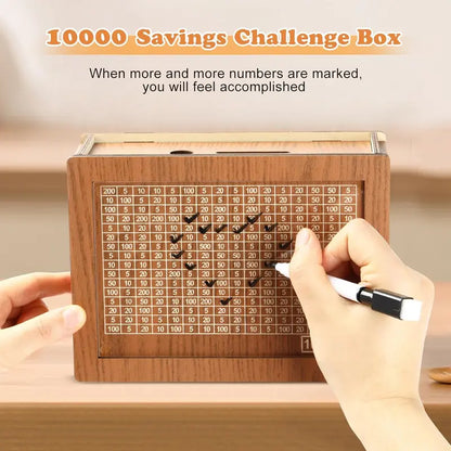 Goal-Oriented Savings Tracker Box with Acrylic Front and 9 Targets