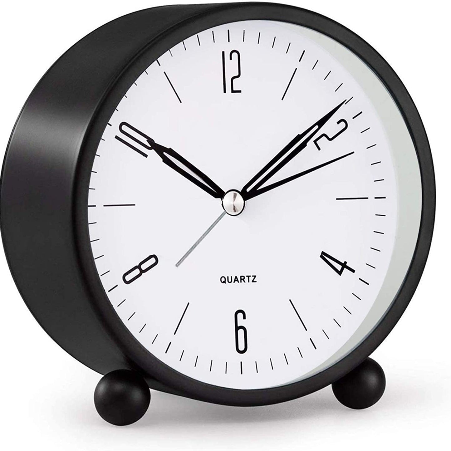 Portable Alarm Clock with Quiet Second Hand and Soft Glow