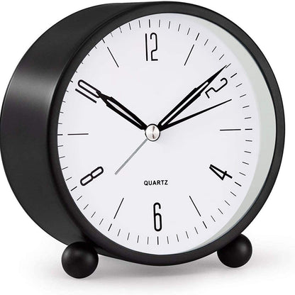 Portable Alarm Clock with Quiet Second Hand and Soft Glow