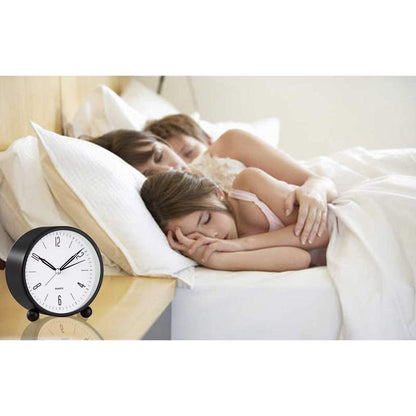 Portable Alarm Clock with Quiet Second Hand and Soft Glow