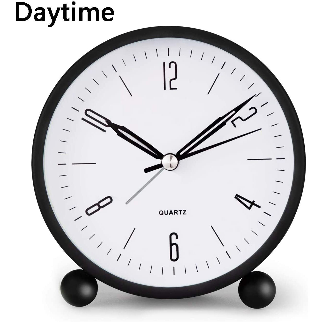 Portable Alarm Clock with Quiet Second Hand and Soft Glow