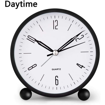 Portable Alarm Clock with Quiet Second Hand and Soft Glow