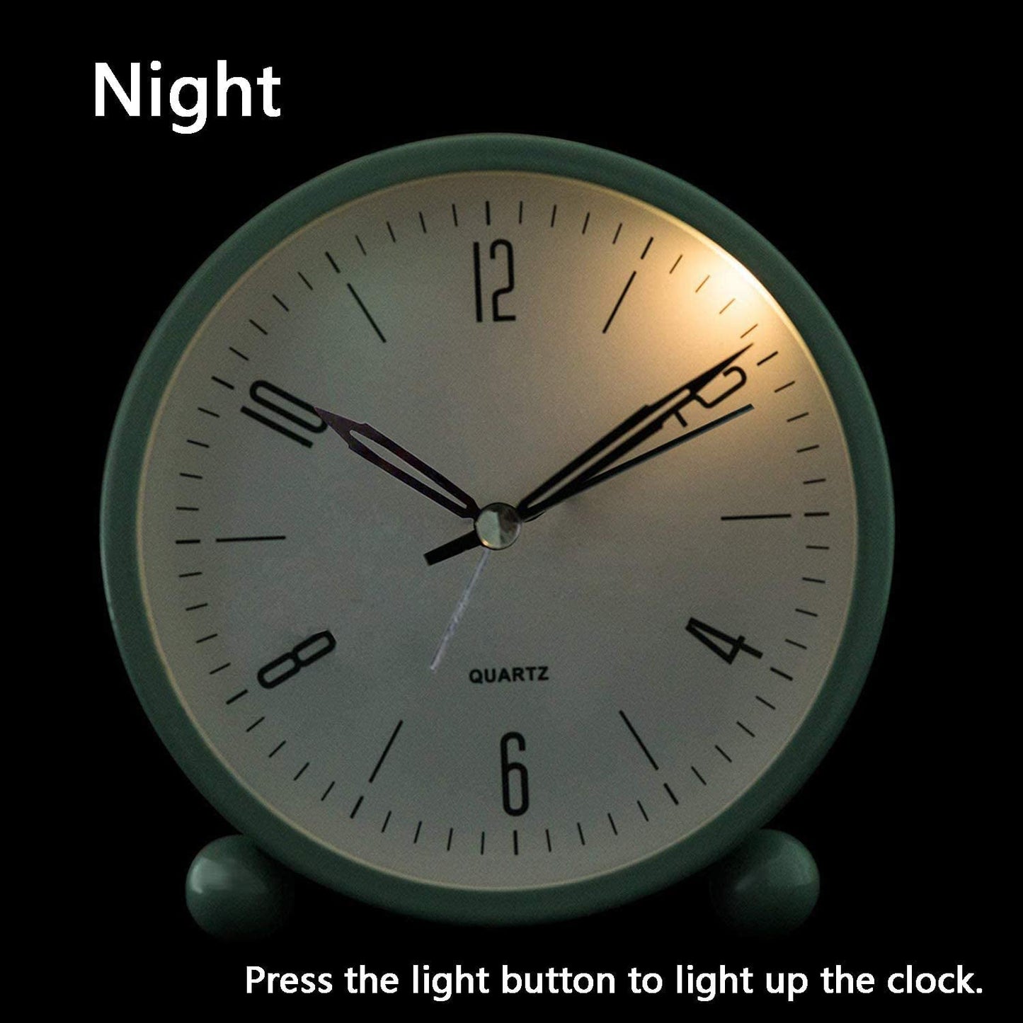 Portable Alarm Clock with Quiet Second Hand and Soft Glow