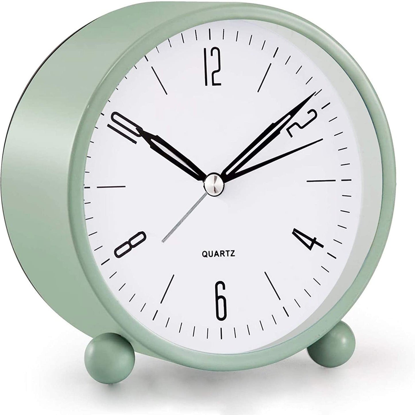 Portable Alarm Clock with Quiet Second Hand and Soft Glow