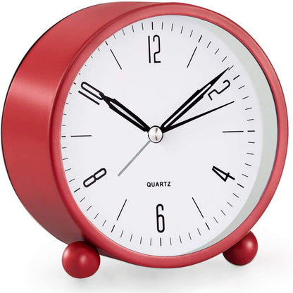 Portable Alarm Clock with Quiet Second Hand and Soft Glow
