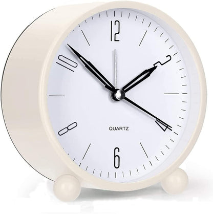 Portable Alarm Clock with Quiet Second Hand and Soft Glow