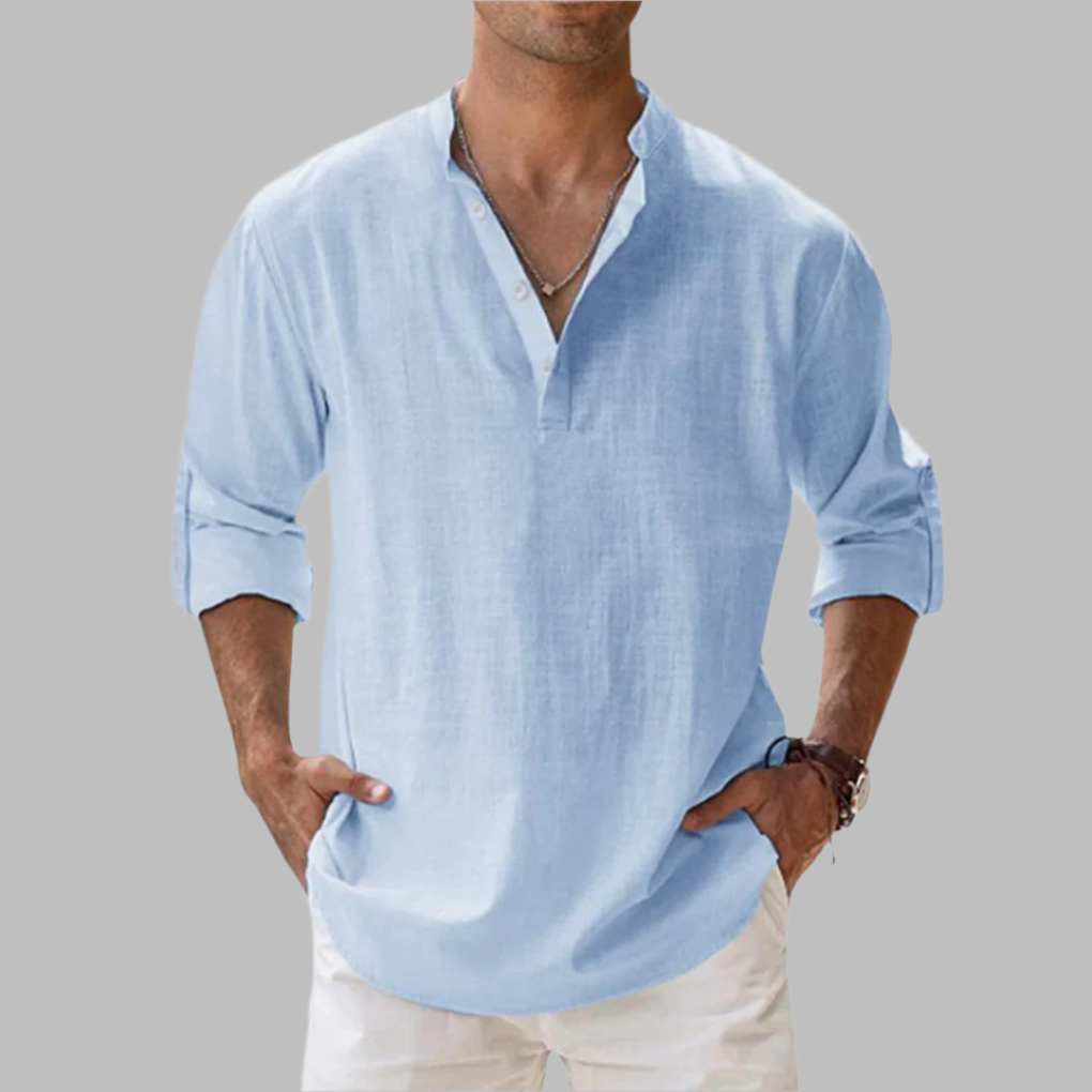 Lightweight Summer Shirt with Adjustable Sleeves and Hip-Length Fit
