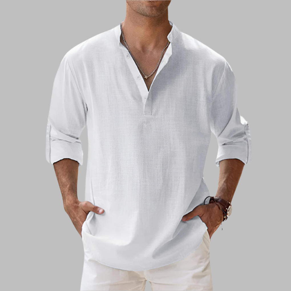 Lightweight Summer Shirt with Adjustable Sleeves and Hip-Length Fit