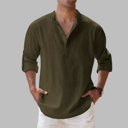 Lightweight Summer Shirt with Adjustable Sleeves and Hip-Length Fit