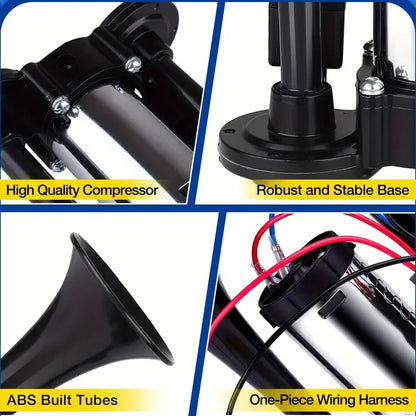 Loud and Clear Dual Air Horn Kit with 130dB Sound for 12V Vehicles