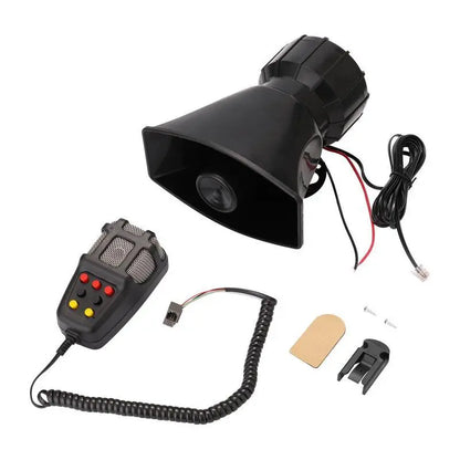 High-Volume Vehicle Alert System with Microphone and 7 Sounds for 12V Cars