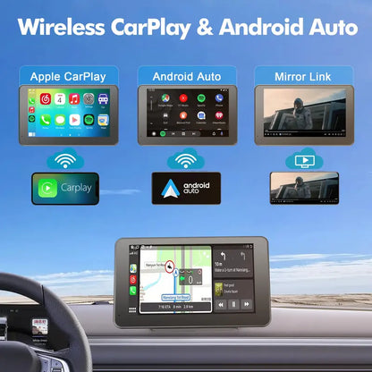 7-Inch Wireless Dashboard Display with Rearview Camera and Voice Control