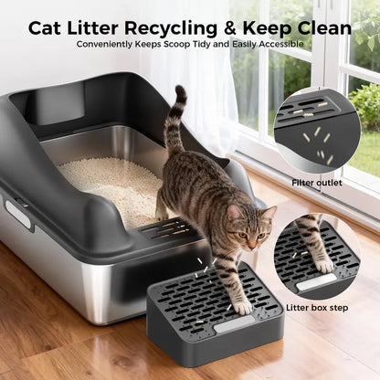 Spacious Covered Cat Litter Box with Easy Access Flip Lid