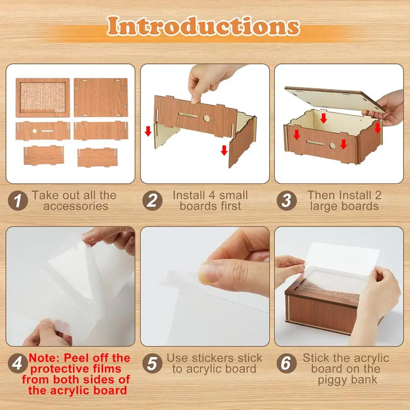 Goal-Oriented Savings Tracker Box with Acrylic Front and 9 Targets