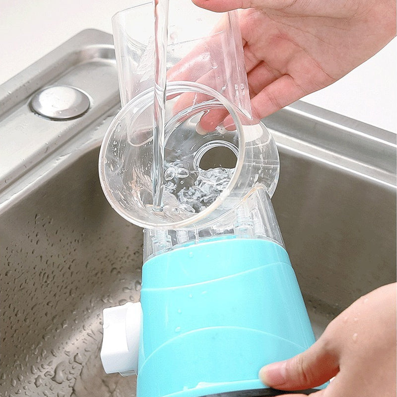 Effortless Vegetable Slicer with Hand Crank and Three Blades