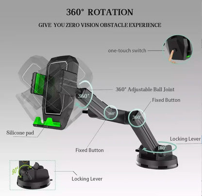 Versatile Phone Holder for Trucks with 360° Rotation and Long Reach