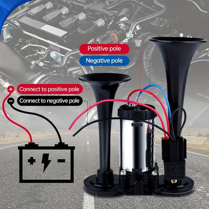 Loud and Clear Dual Air Horn Kit with 130dB Sound for 12V Vehicles
