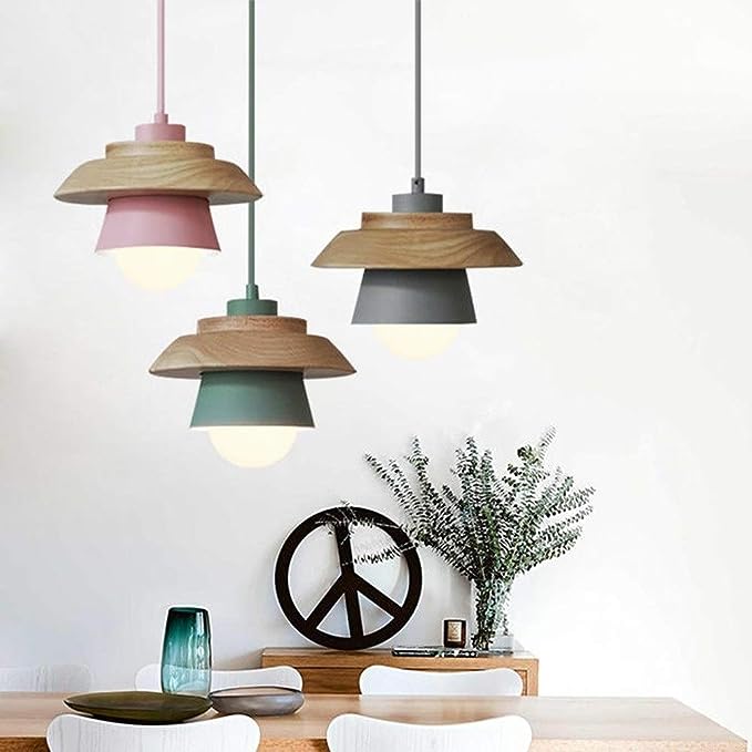 Natural Wood Pendant Lamp, Cozy Modern Hanging Fixture
